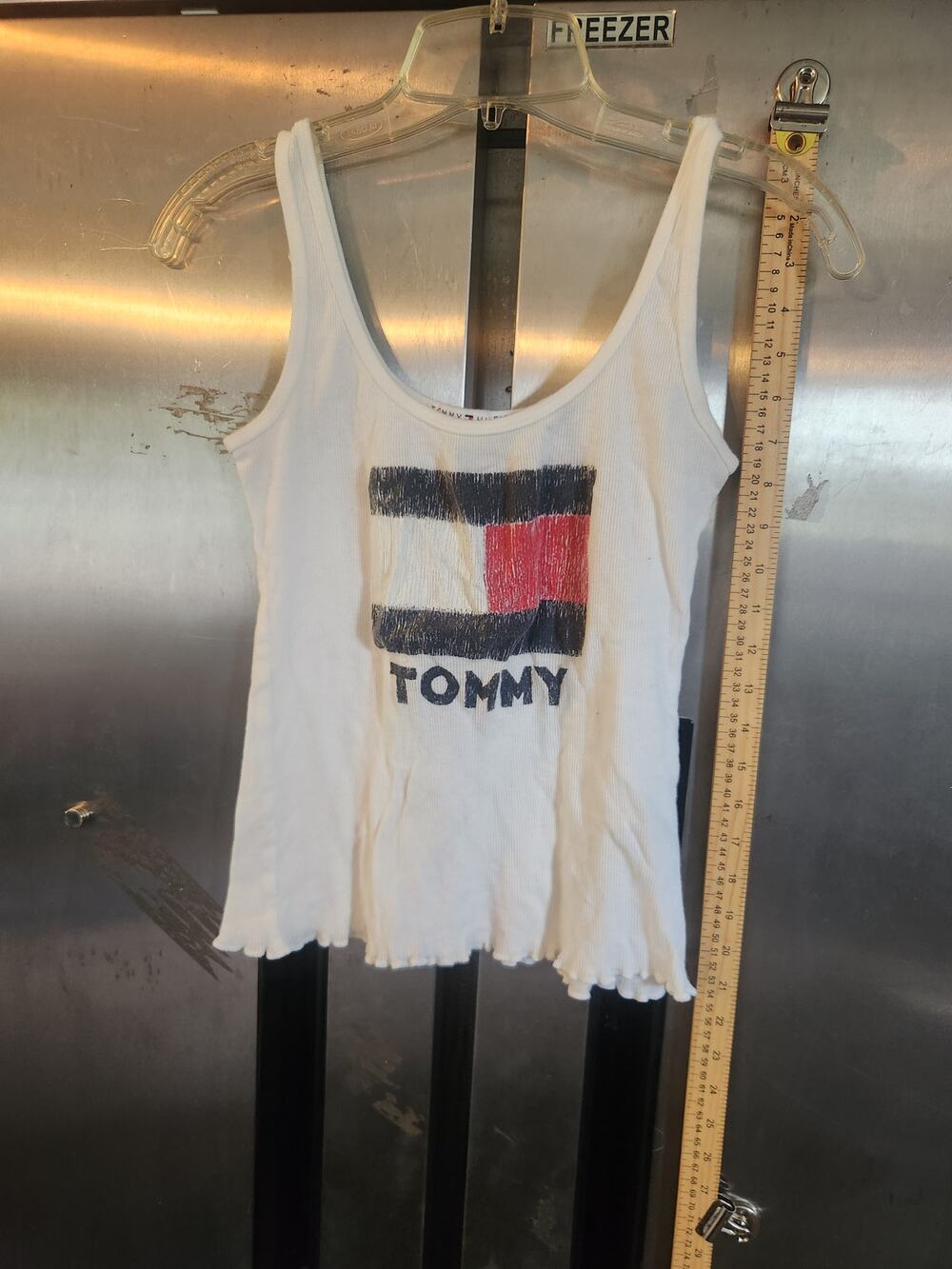 Tommy Hilfiger Vintage White Flag Logo Ribbed Racerback Tank Top S
